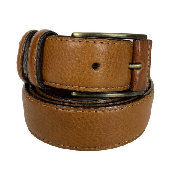 Joseph Abboud Mens Dress Belt Size 40 Tan Pebbled Leather Handcrafted in Italy - Picture 1 of 4